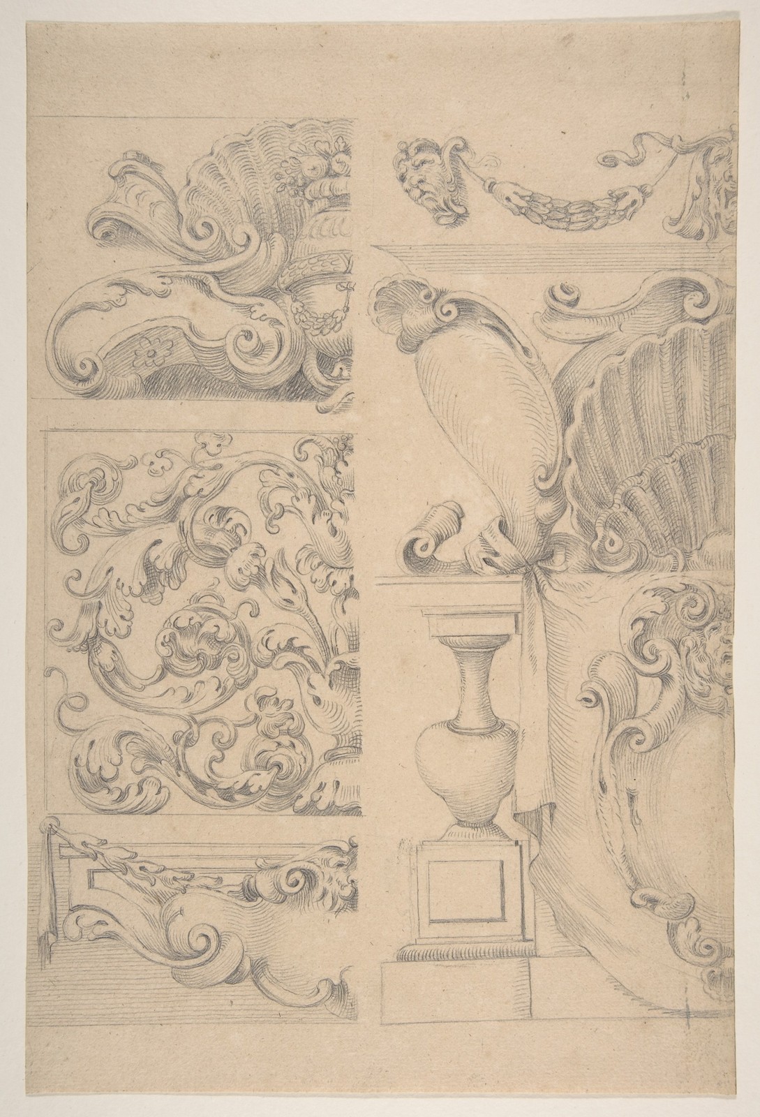 Agostino Mitelli Cartouches Sea-Shells Vintage Design Glossy Reprint Wall Art