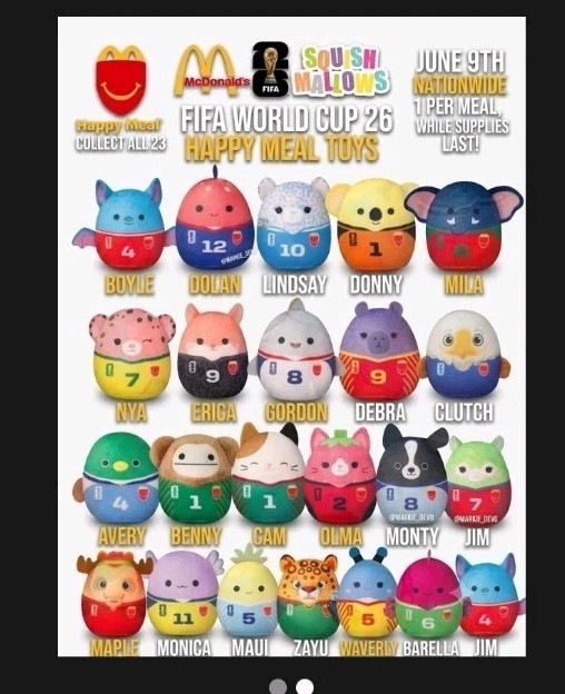 Squishmallow McDonald\'s World Cup Set Of 23. Full Collection. 