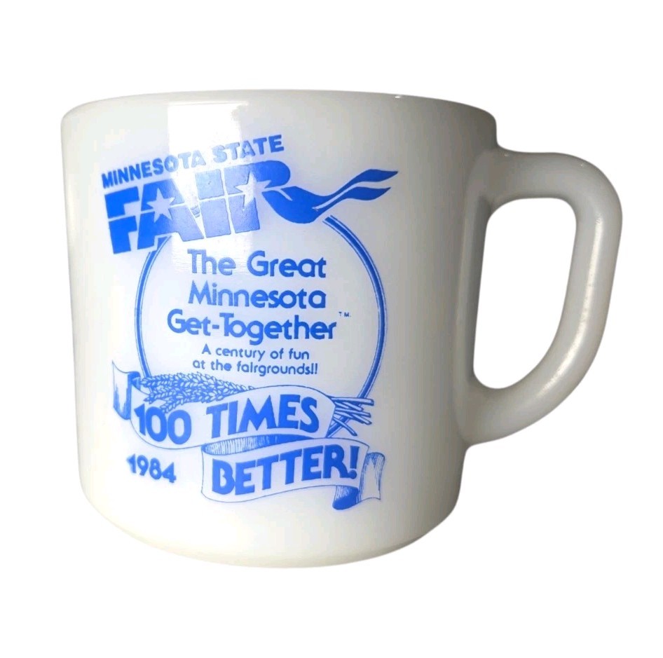Vintage 1984 Minnesota State Fair Milk Glass Mug 