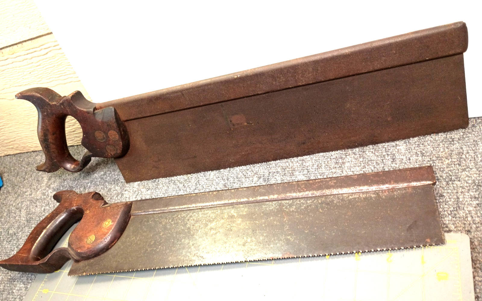 Pair Old ANTIQUE Tenon SAW Back Saws Sheffield Beardshaw barn find Vintage KY