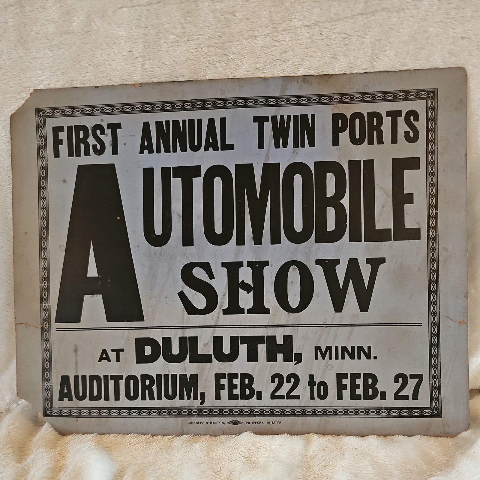 Vintage 1st Annual Twin  Ports Auto Show Duluth Minnesota Poster