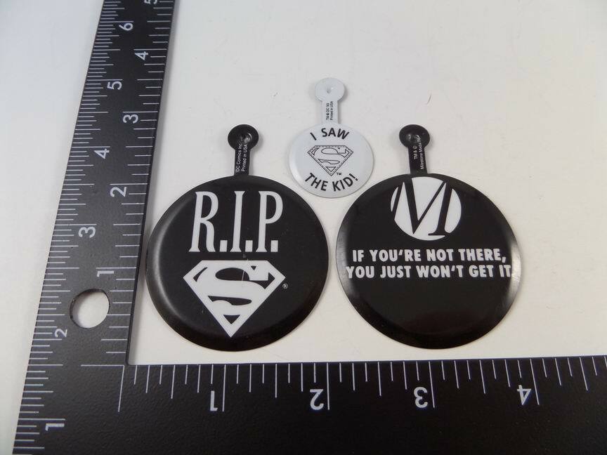 Vintage Death Of SUPERMAN Promo Comic Book Buttons / Pins Vintage Death Of SUPERMAN Promo Comic Book Buttons / Pins