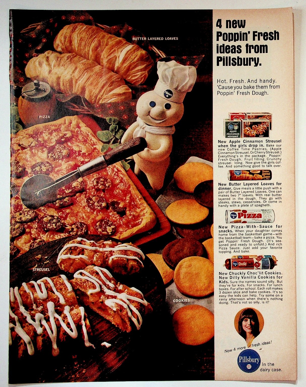 Pillsbury Magazine Ad 1960s Vintage Poppin Fresh Doughboy Food Kitchen