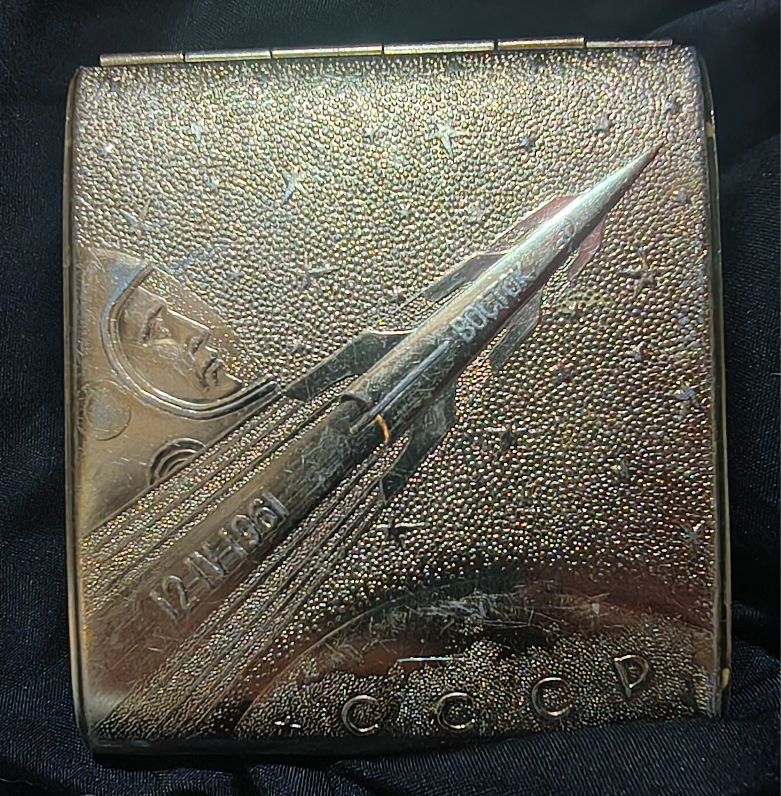 Vintage USSR Soviet Space Cigarette Case Vostok 1 Yuri Gagarin 1961 CCCP Rocket Vintage USSR Soviet Space Cigarette Case Vostok 1 Yuri Gagarin 1961 CCCP Rocket