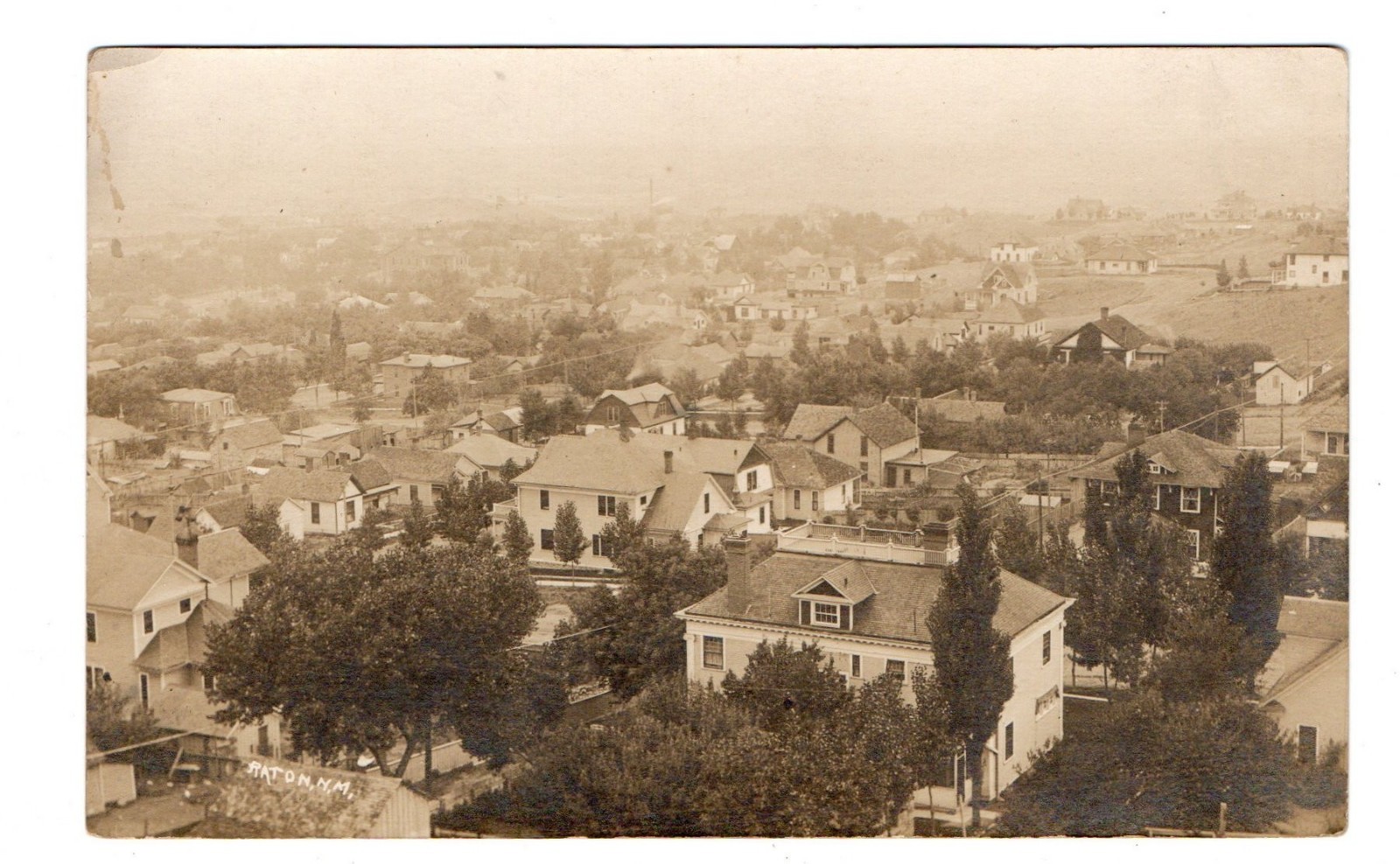 1910s RPPC Real Photo Postcard of Arial View of Raton New Mexico