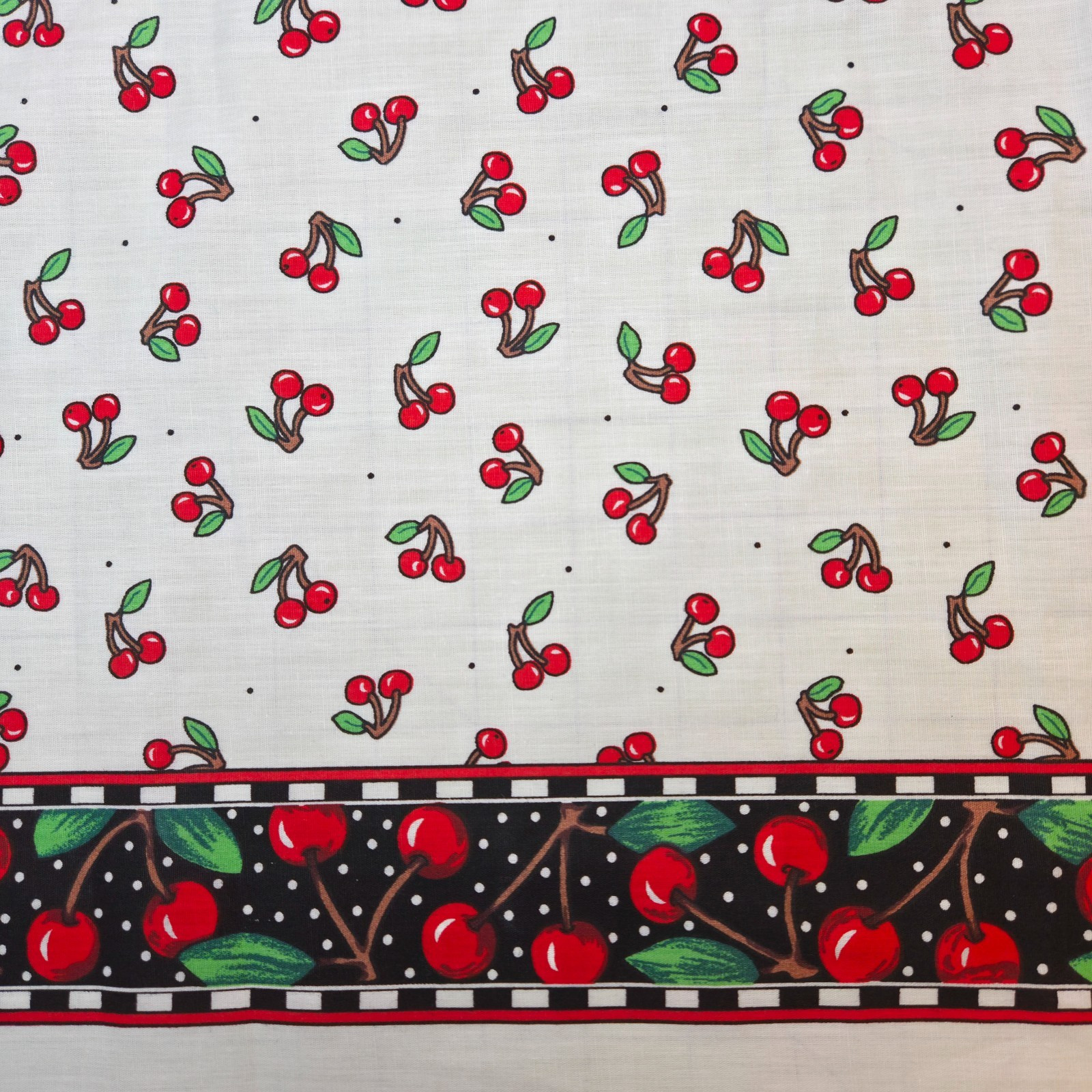 Vintage Mary Engelbreit Daisy Kingdom Double Border Cherries Fabric 1 Yard 1990s