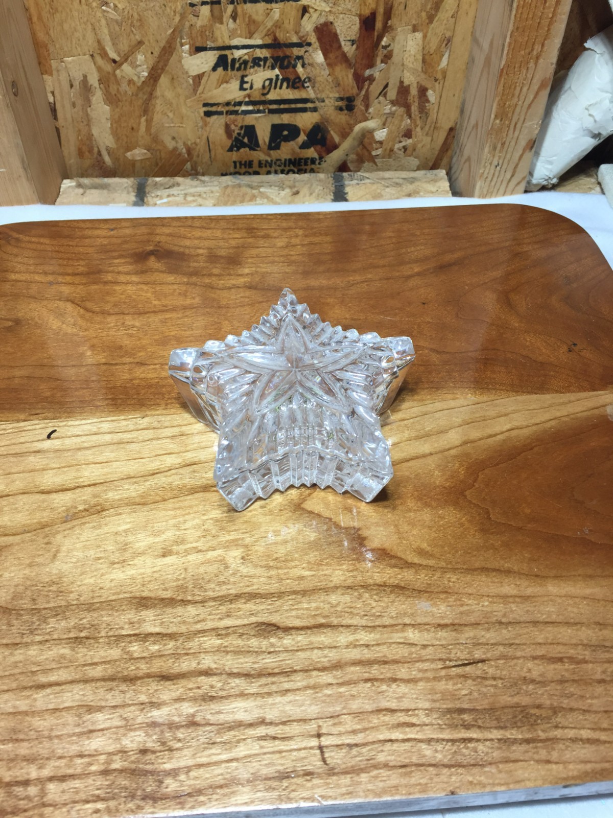 VTG Zajecar 24% Lead Crystal Star-Shaped Lidded Trinket or Candy Dish Yugoslavia