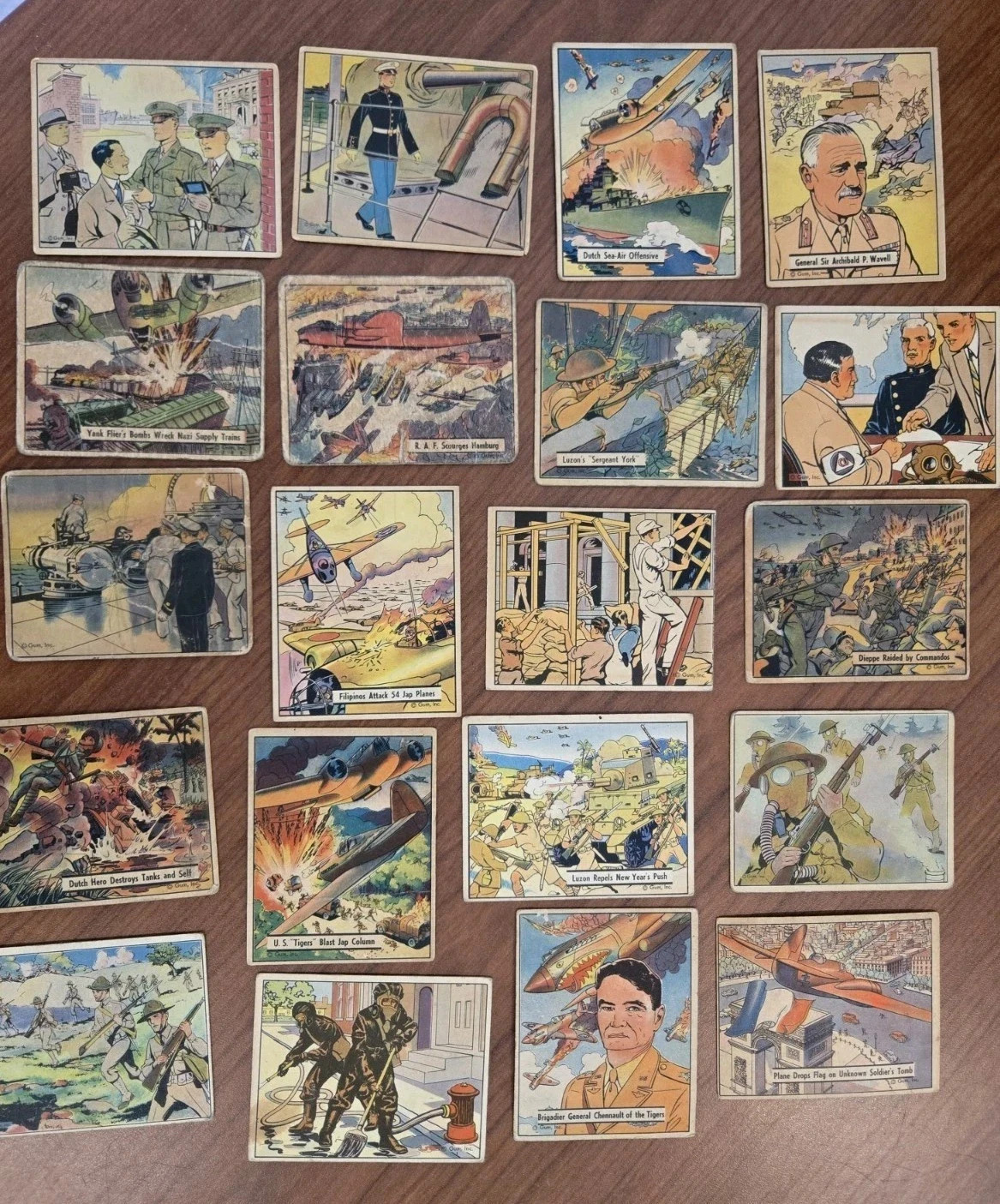 1941 & 1942 Gum Inc. Uncle Sam Cards - Lot of 20 WWII Soldier Marine Airman