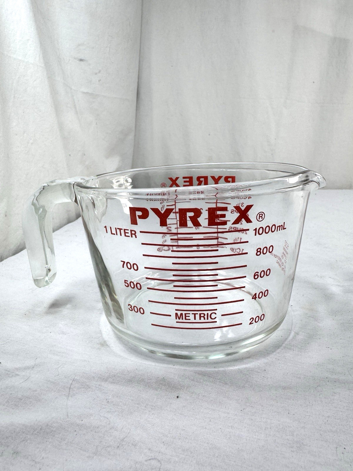 Vtg PYREX 532 Measuring 4 Cup Glass 32oz Red Print 1 Qt Batter Bowl USA FrShip