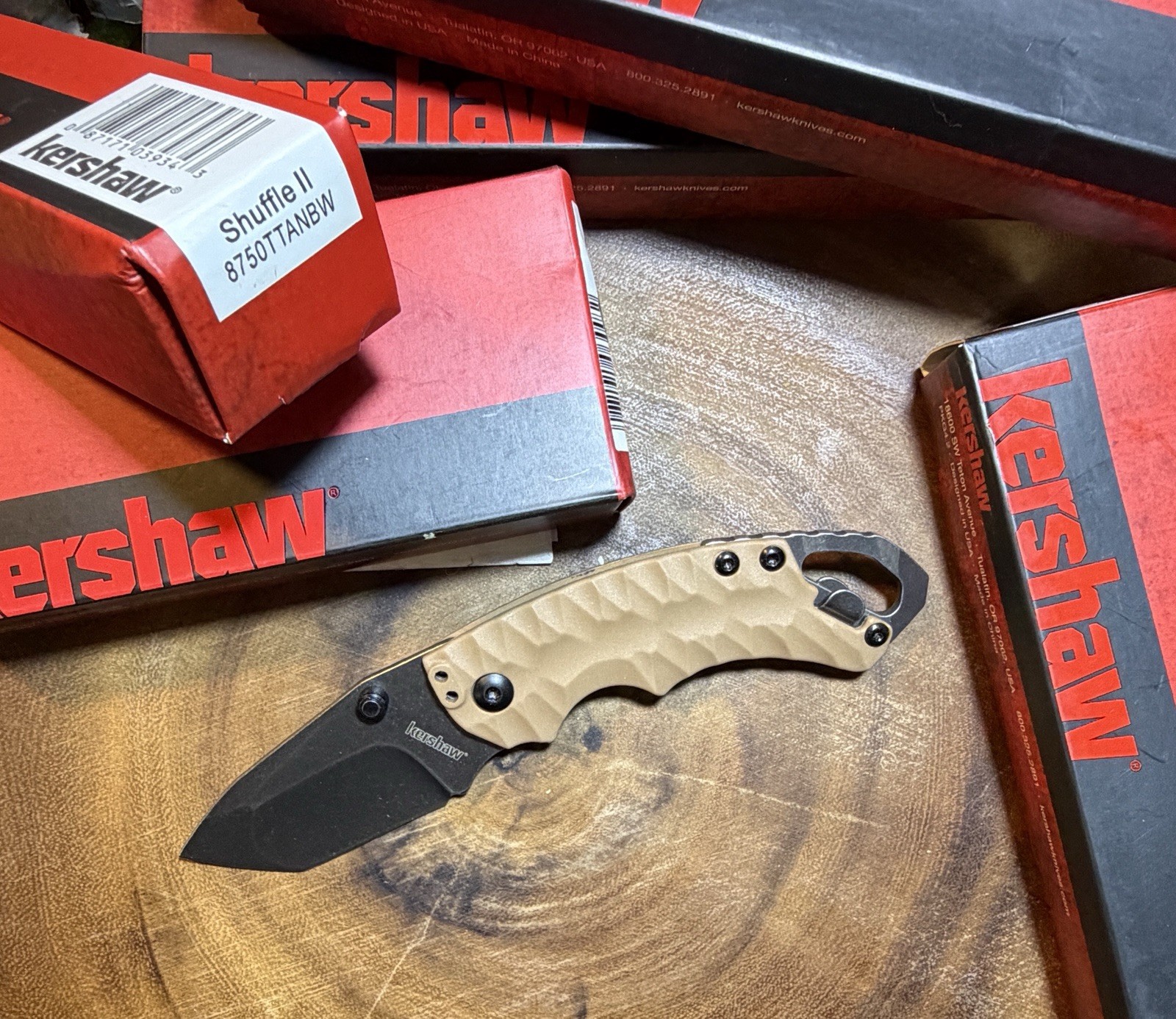 Kershaw Shuffle II BlackWash Tanto Folding Pocket Knife New Box + Free Lanyard