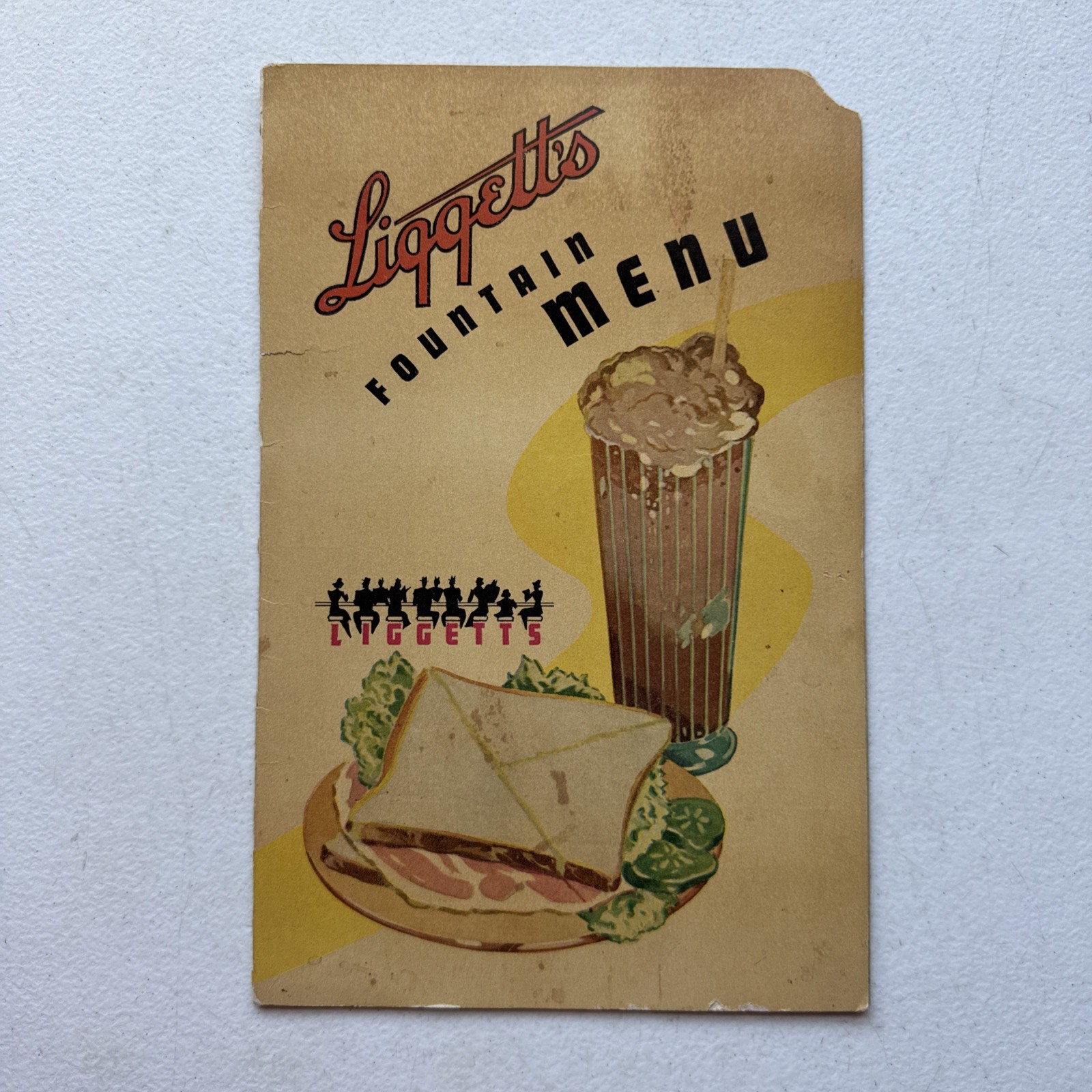Vintage 1940’s Liggett’s Fountain Menu
