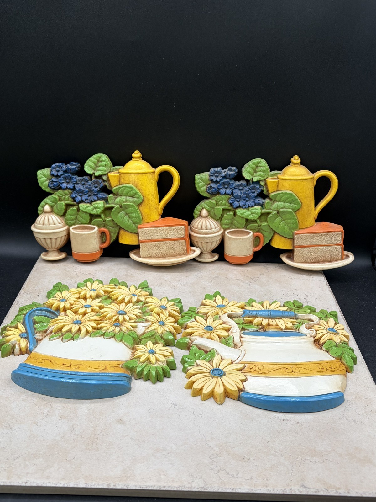 Set Of 4 1970\'s Homco Country Kitchen Set Wall Hangings #3373 Cottagecore