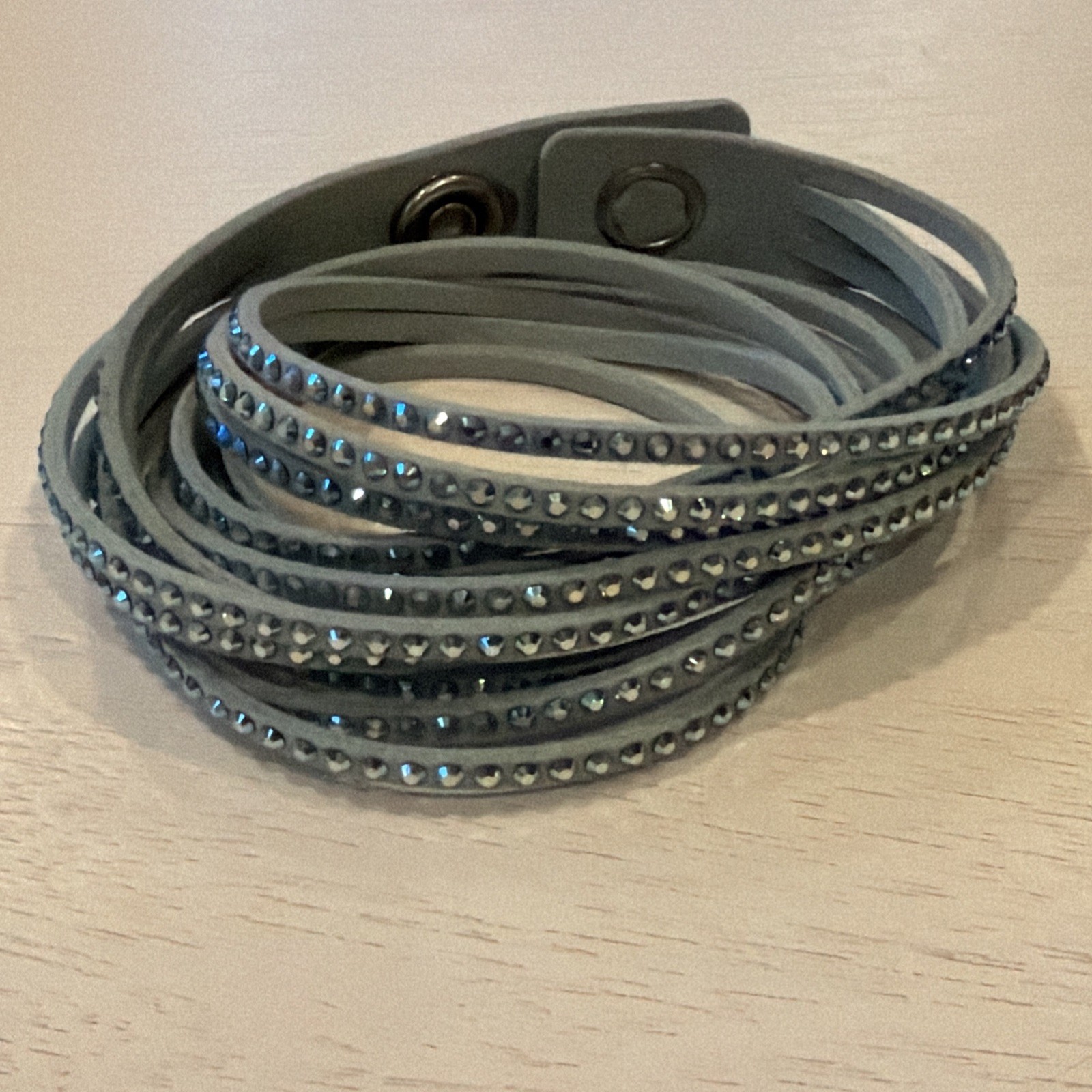 Swarovski Blue Crystal Suede Slake double wrap Bracelet 