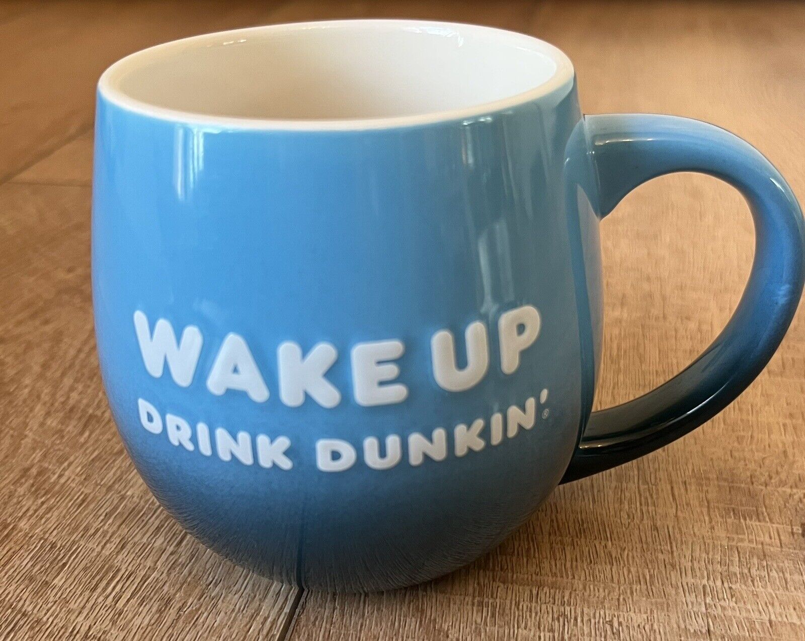 Dunkin Donuts Coffee Cup Mug Wake Up Drink Dunkin Be Awesome Ceramic Blue Peace