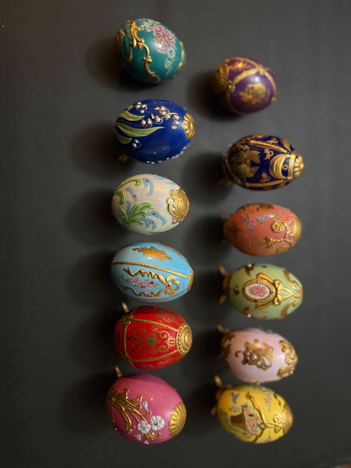Franklin Mint House of Faberge Imperial Jeweled Egg Collection 12 Eggs 10 Stands