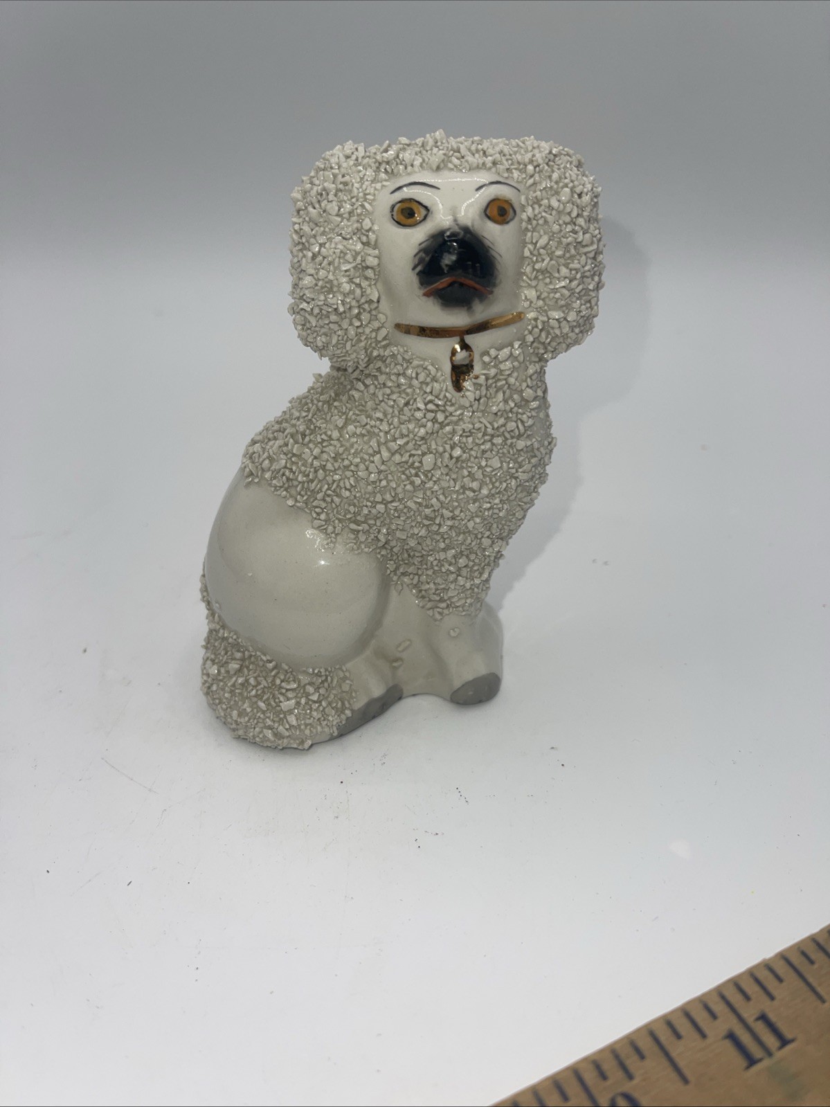 Antique Staffordshire England Confetti Dog Poodle Figurine 4.5”
