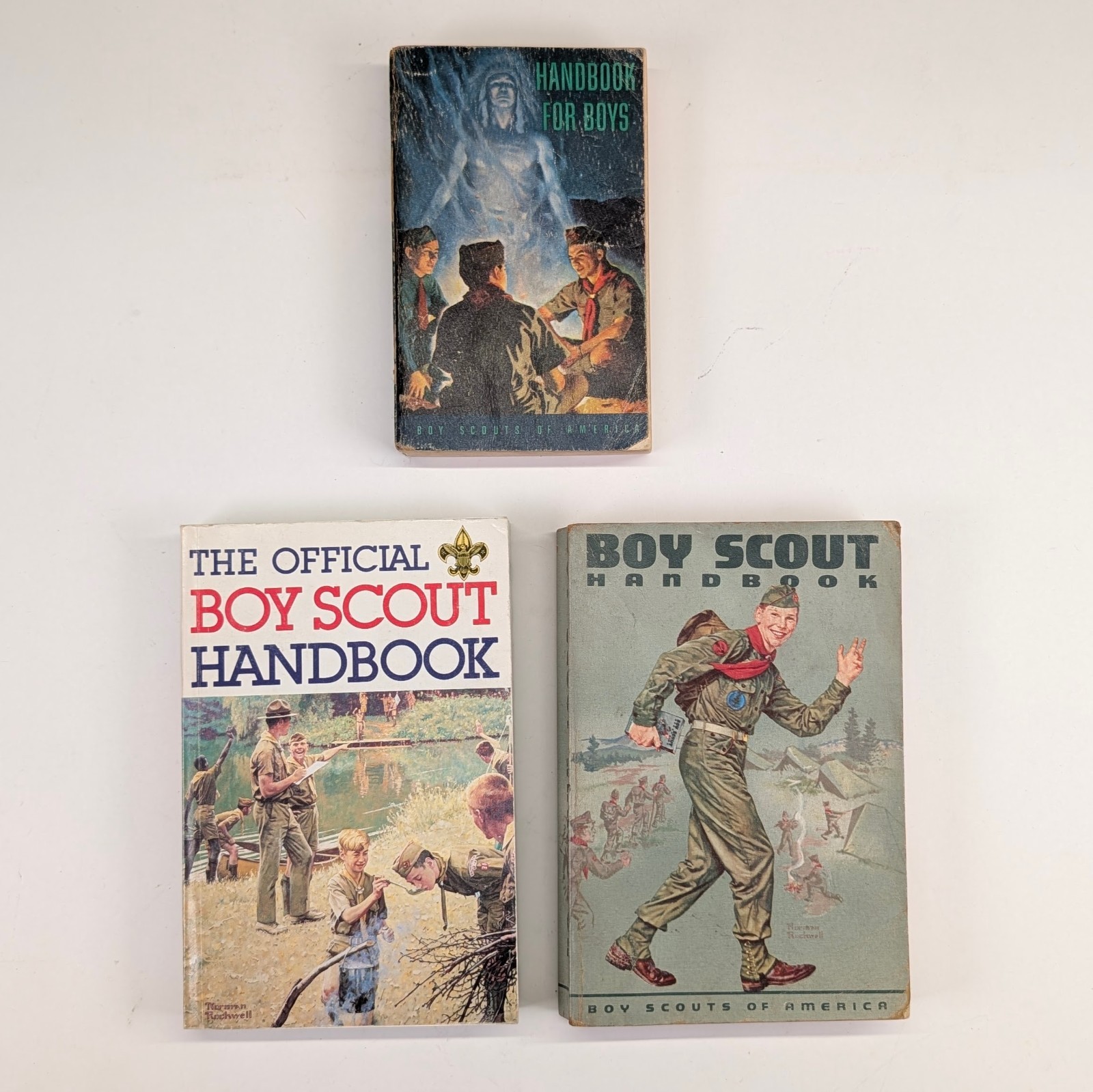 Vintage Boy Scout Handbook Lot of 3 1948 1964 1988 Norman Rockwell BSA