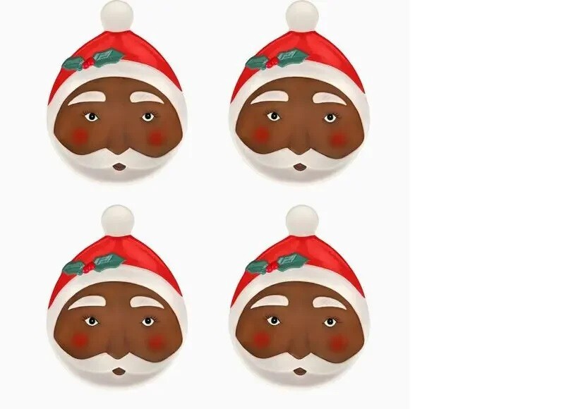 4 National Tree Company HGTV Home Collection African American Santa Plates