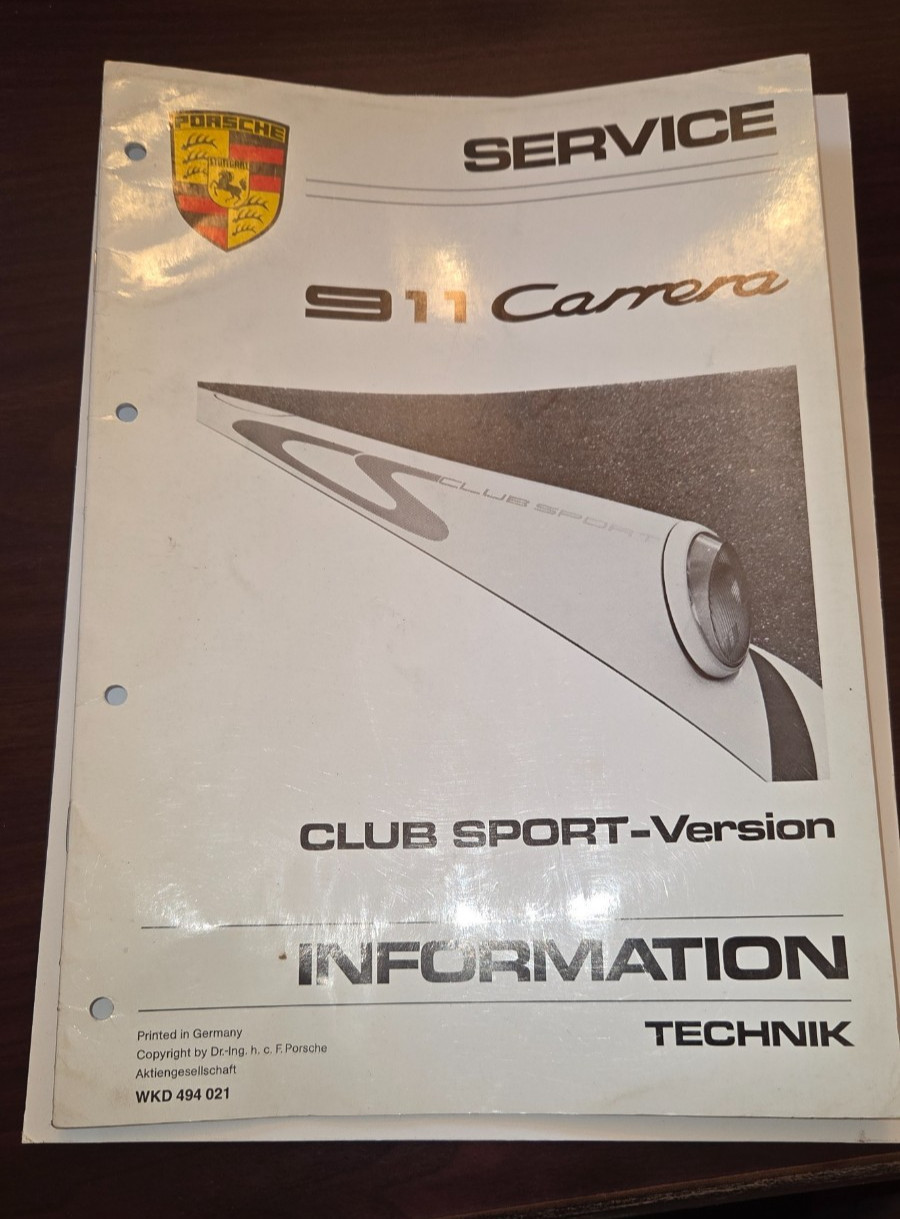 1987 Porsche 911 Carrera Club Sport Factory Service Information Manual 1987 Porsche 911 Carrera Club Sport Factory Service Information Manual