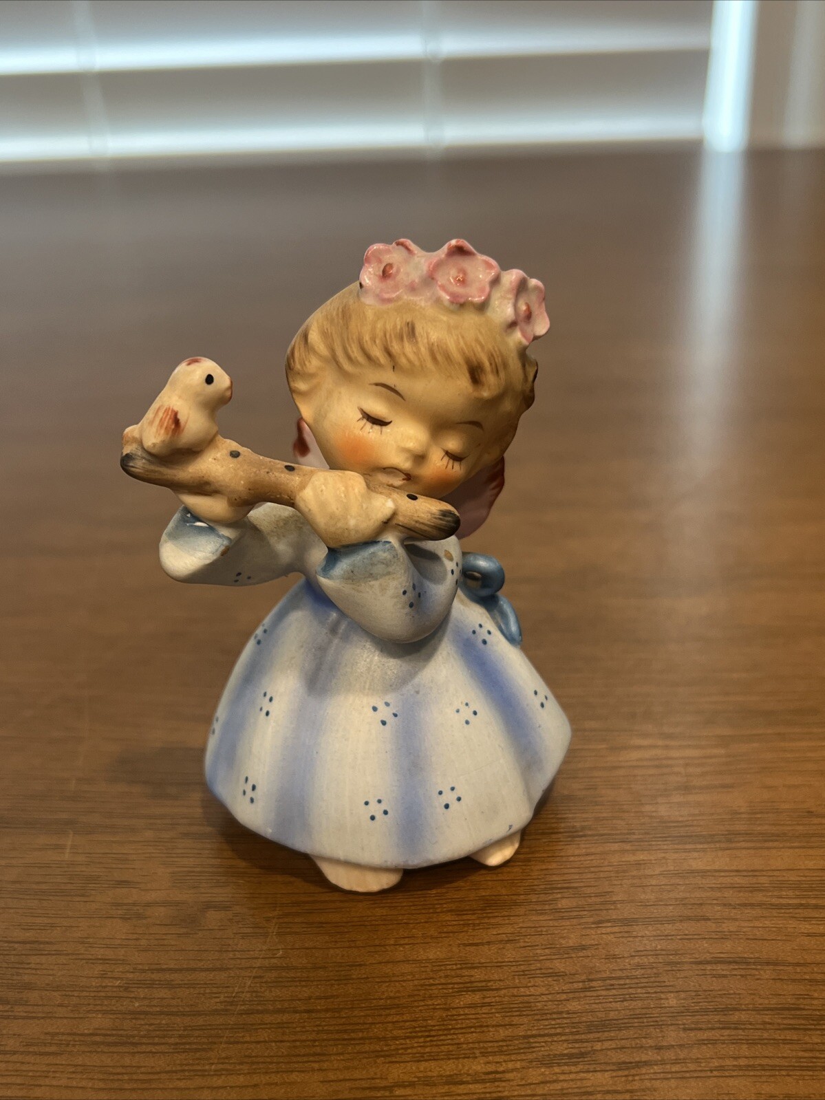 Vintage Lefton Planter Rare Girl with flute & Bird - Sticker #2011 Vintage Lefton Planter Rare Girl with flute & Bird - Sticker #2011