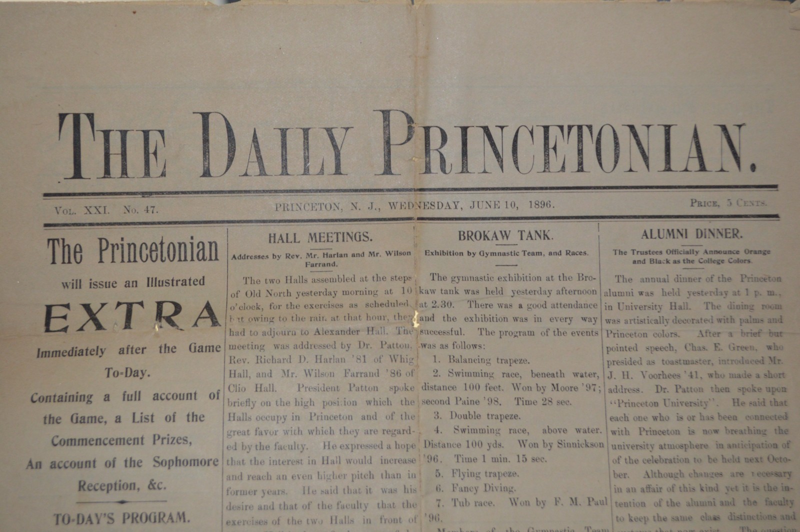 1896 The Daily Princetonian Newspaper Princeton University NJ Vol. XXI No. 47