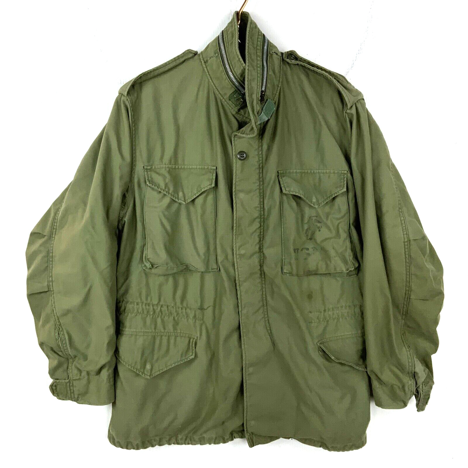 Vintage Usmc Military Field Jacket Lined Size Large Green Vietnam Era 60s