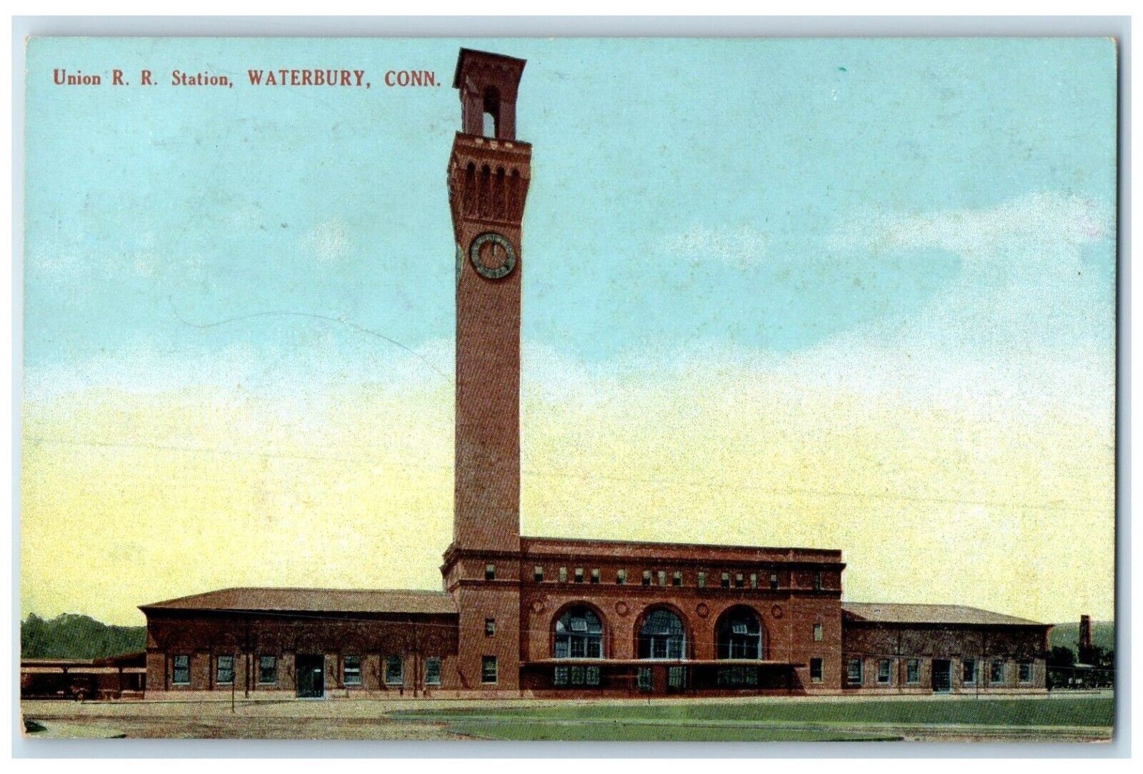 c1910 Union R.R. Station Exterior Waterbury Connecticut Vintage Antique Postcard