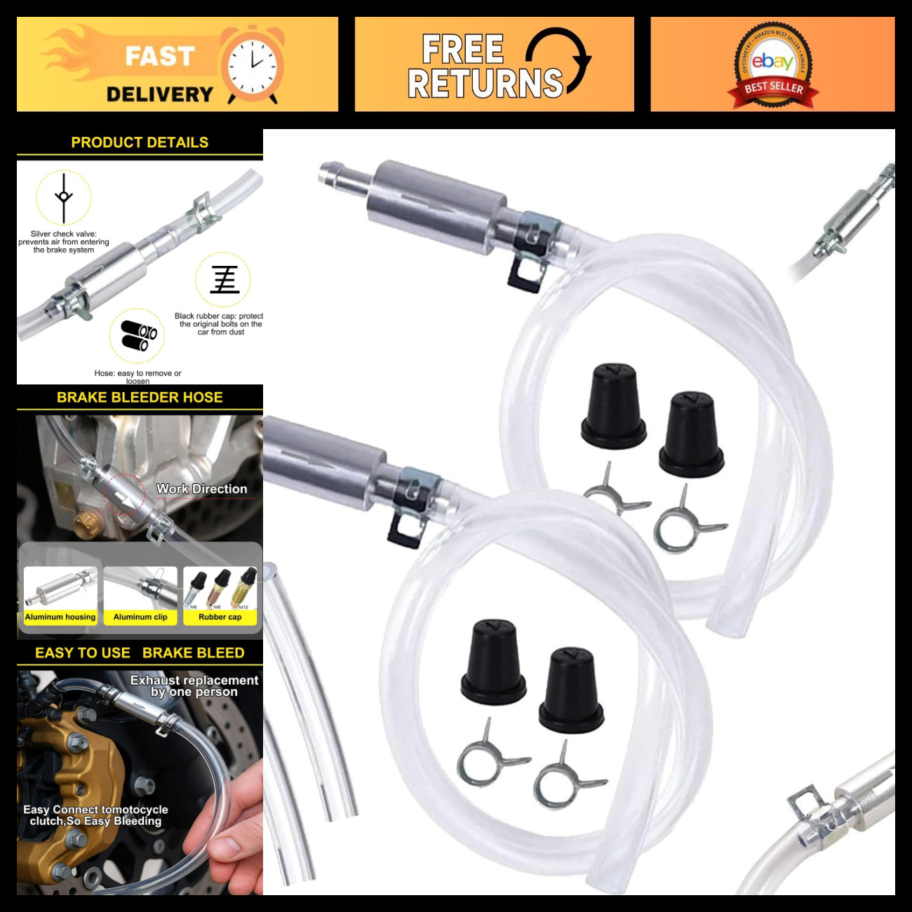 4 PCS Universal Brake Fluid Bleeder Kit, Auto Motorcycle Brake Tools, One-Way Ch 4 PCS Universal Brake Fluid Bleeder Kit, Auto Motorcycle Brake Tools, One-Way Ch