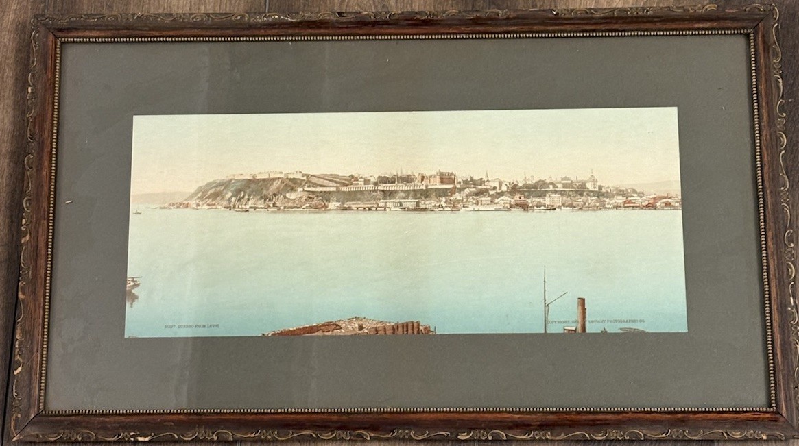 Quebec from Levis photochrome Lithograph Antique Detroit Photographic Co 23x13