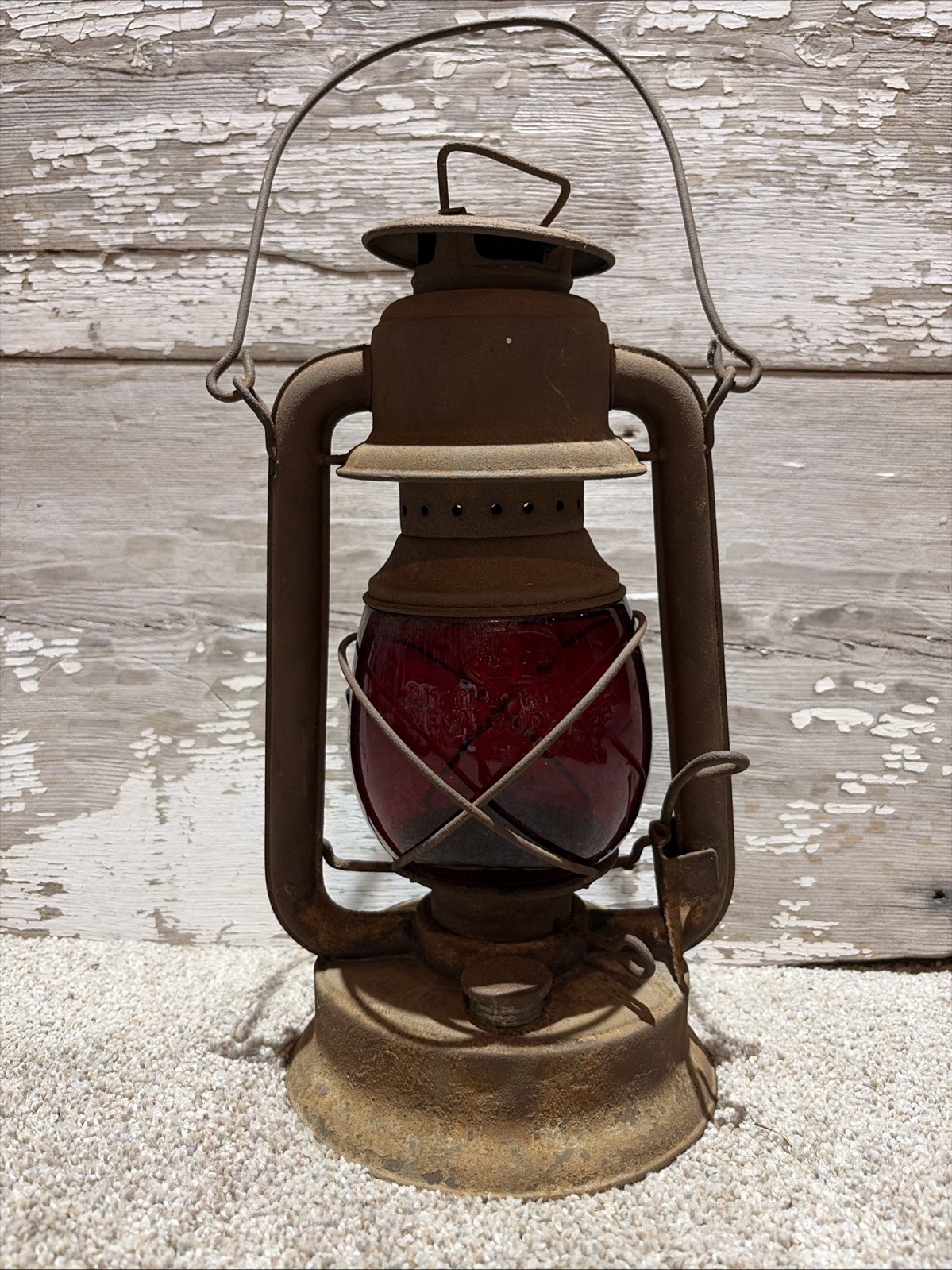 Antique 1923 Dietz Red Lamp Little Wizard No. 150 Detroit Gas Co Lantern