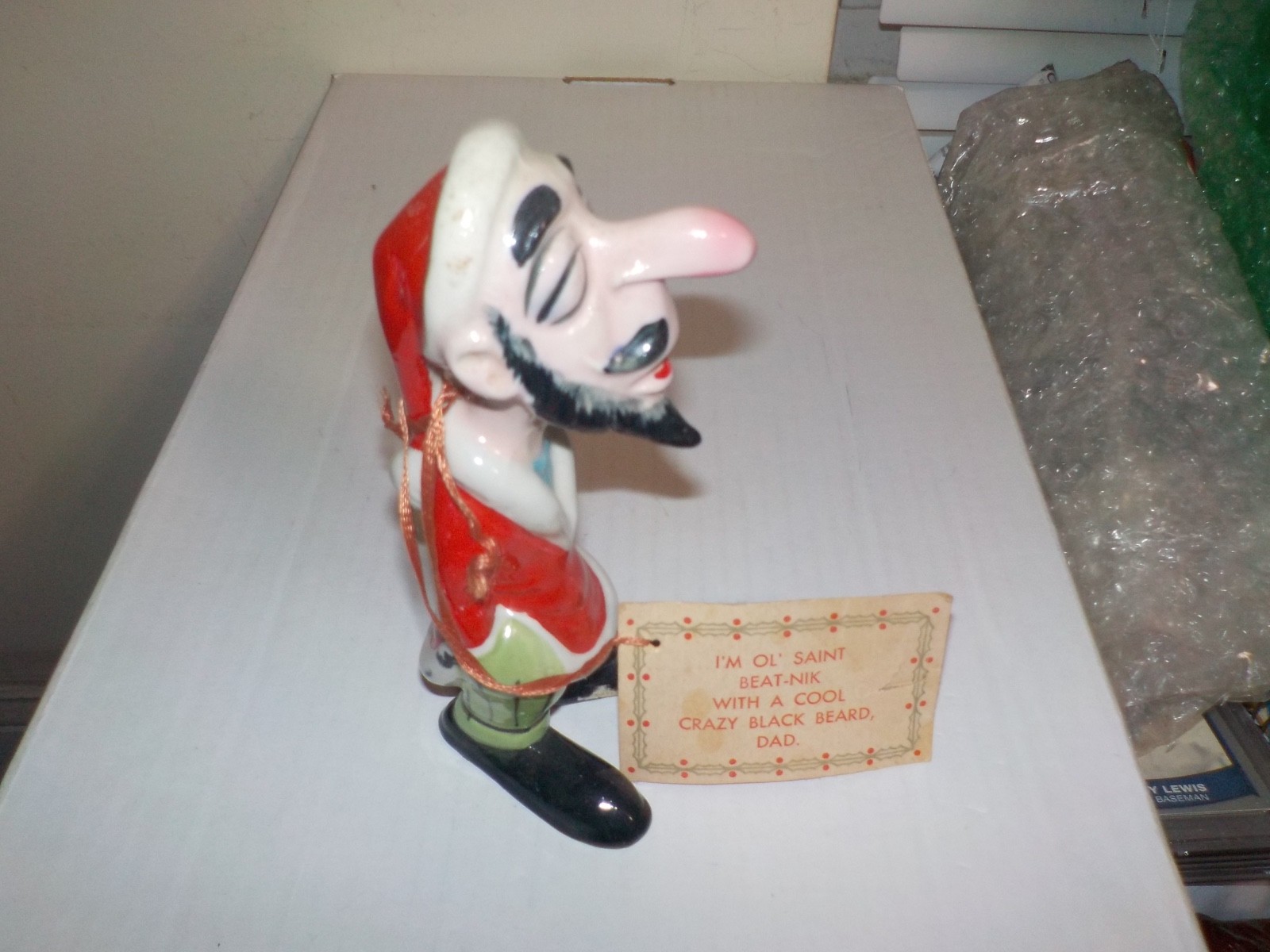 Vintage 1960s Kreiss Ceramics Christmas Beatnik Santa Figure w/ Paper Tag A