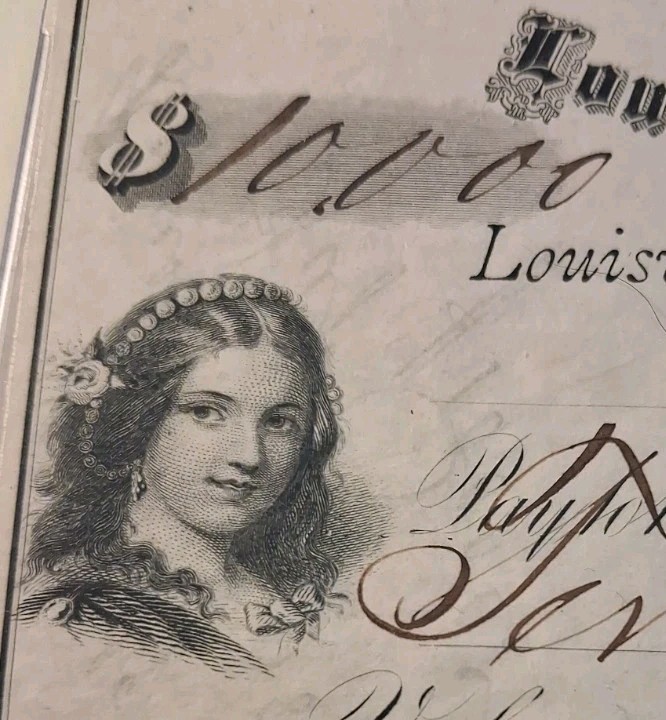 SLING'S 🪙RARE $10,000 1874 Louisville Kentucky Bridge Co Original Bank🏦 Check 