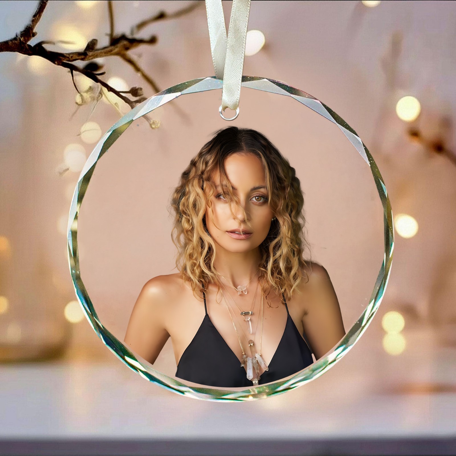 Nicole Richie Christmas Ornament, Celebrity Fan Holiday Gift, Acrylic or Glass
