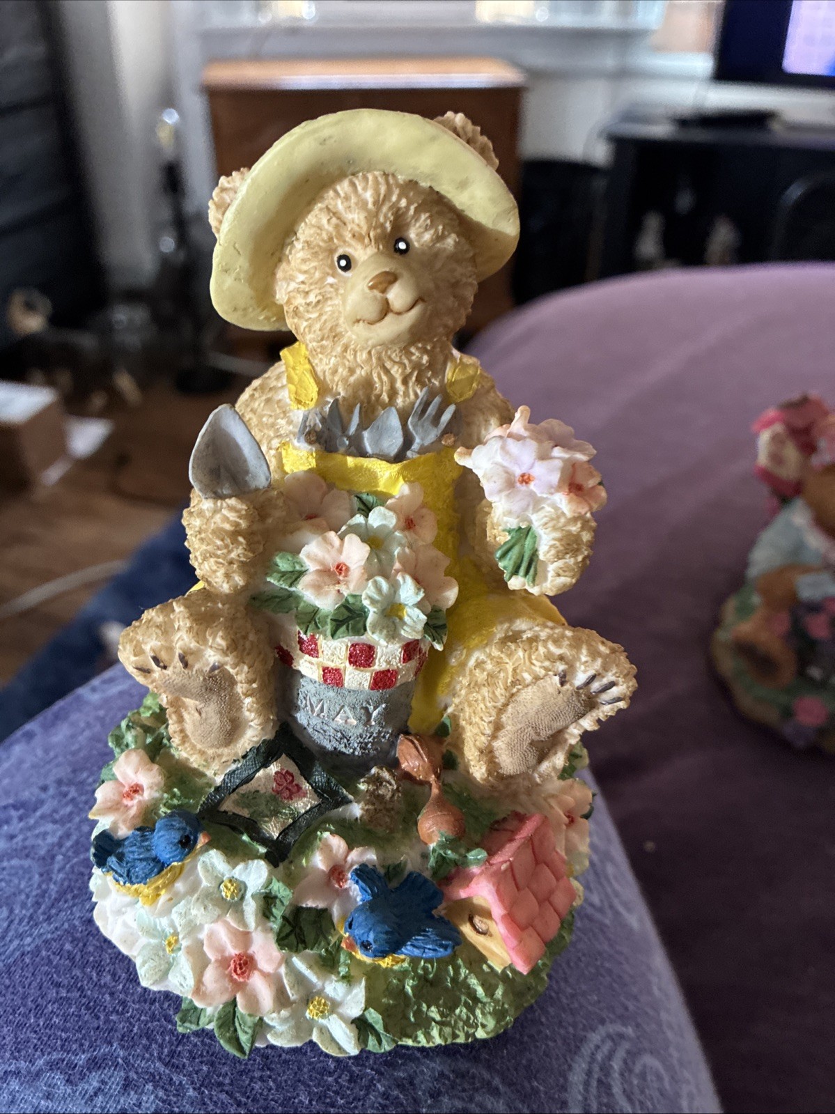Vintage 5” Tall Resin Birthday Month May Bear Figurine