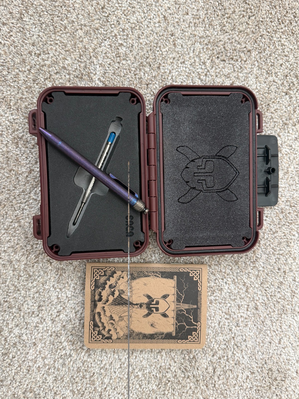 Grimsmo Knives Saga Pen Purple with Bronze Flakes-Blue Accents Full Titanium
