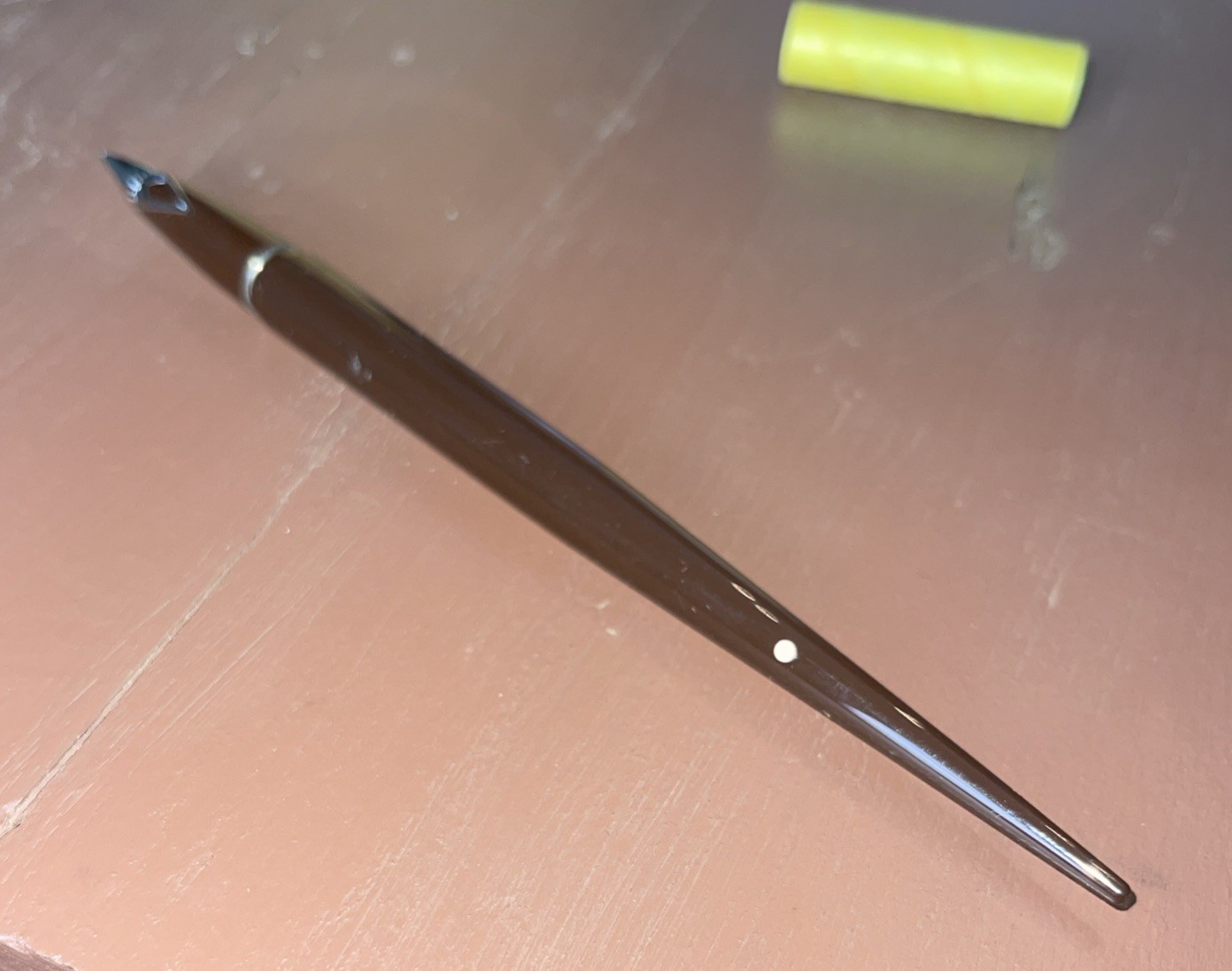 Vintage Sheaffer White Dot Desk Fountain Brown Pen Only Stainless Steel Nib