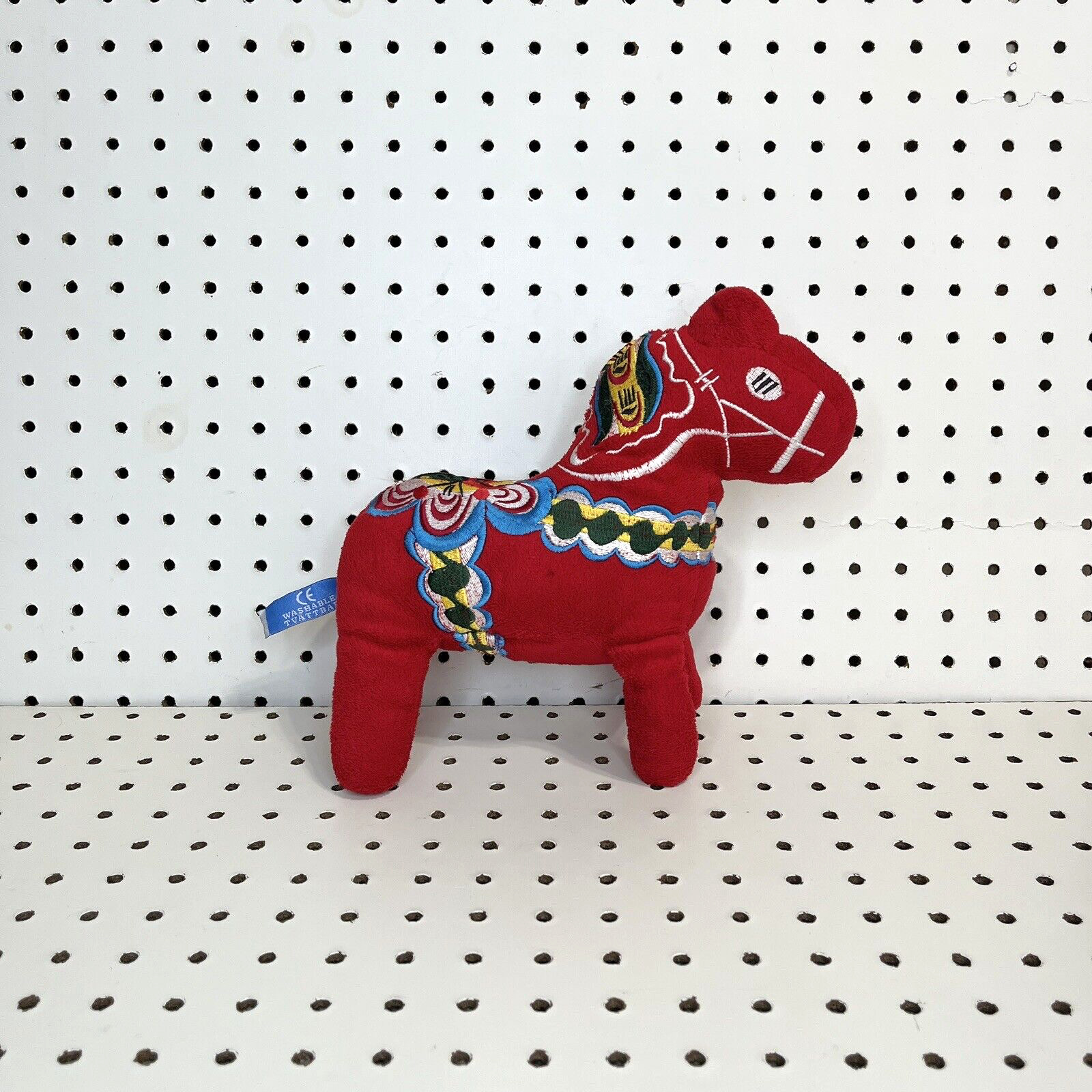 Swedish Nordic Souvenir Dala Horse Plush Doll Small Embroidered  Red *FLAWS*