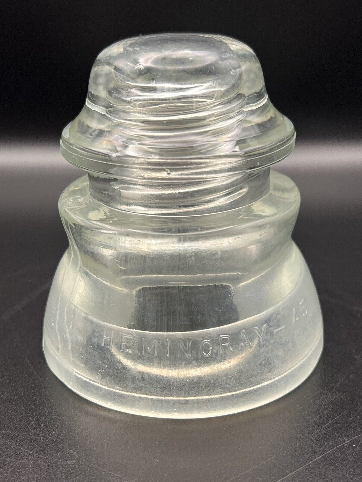 Vintage Hemingray 45 Heavy Clear Glass Collectible Insulator 7-42 Made In USA