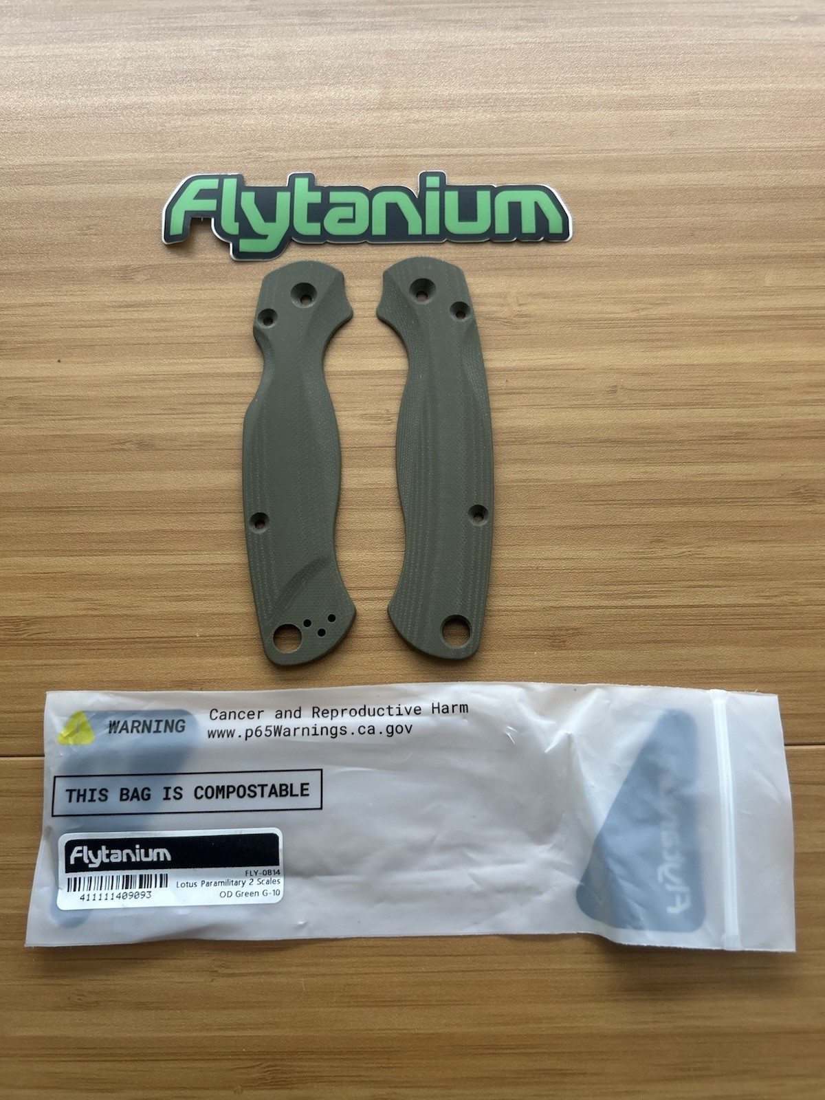 Spyderco PM2 Flytanium Handle Scales Lotus OD Green G10 FLY-0814