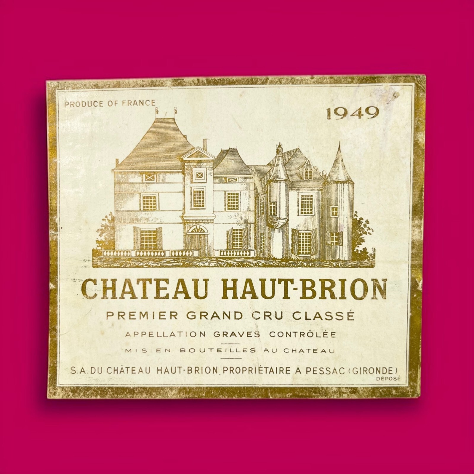 Chateau Haut-Brion 1949 Médoc Original French Red Wine Label Chateau Haut-Brion 1949 Médoc Original French Red Wine Label