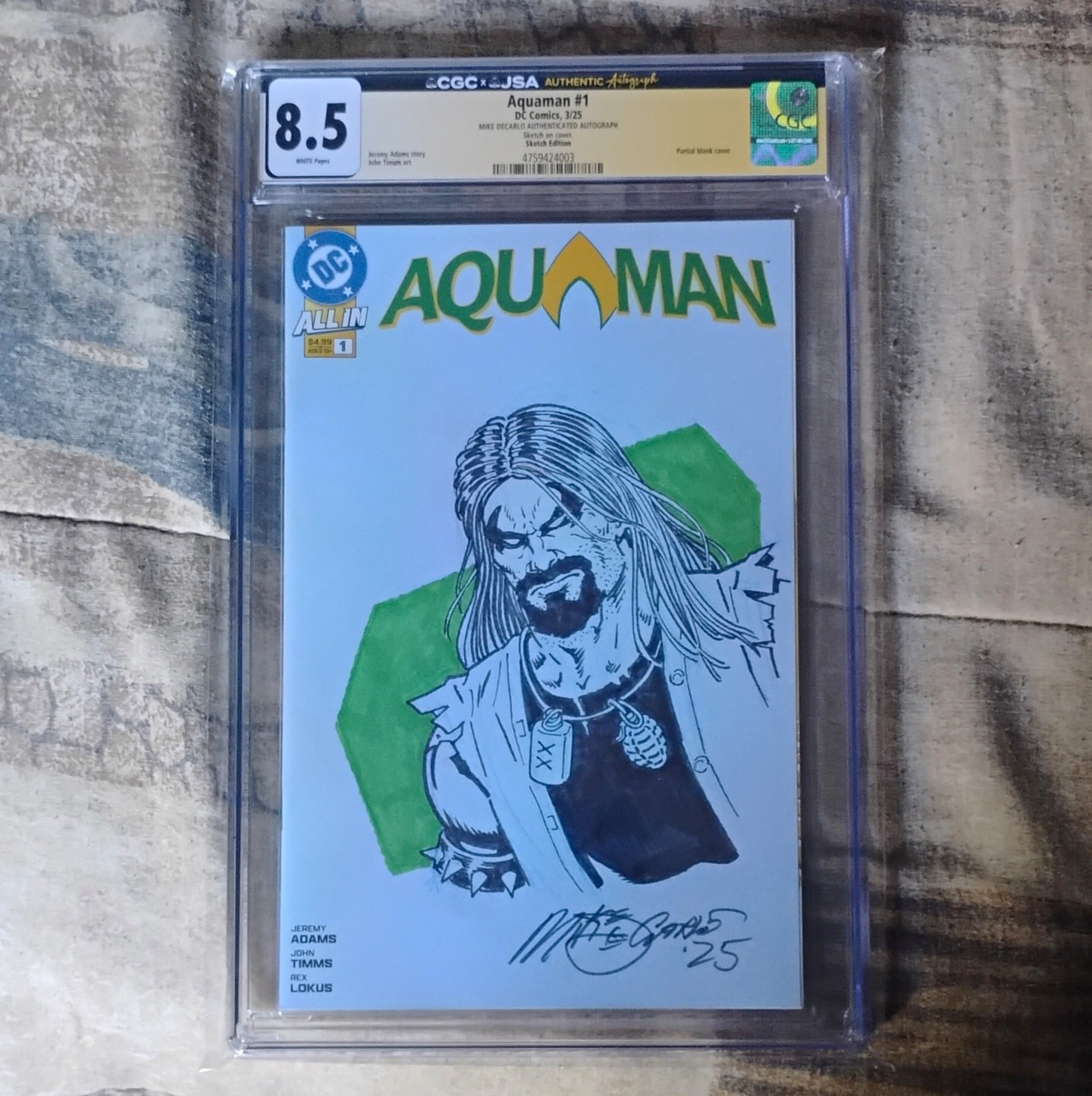 Aquaman #1 (2025) CGC 8.5 Sketch Variant Cover Signed Mike Deodato