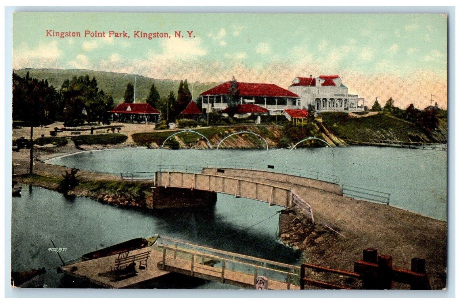 1910 Exterior View Kingston Point Park Bridge Kingston New York Vintage Postcard