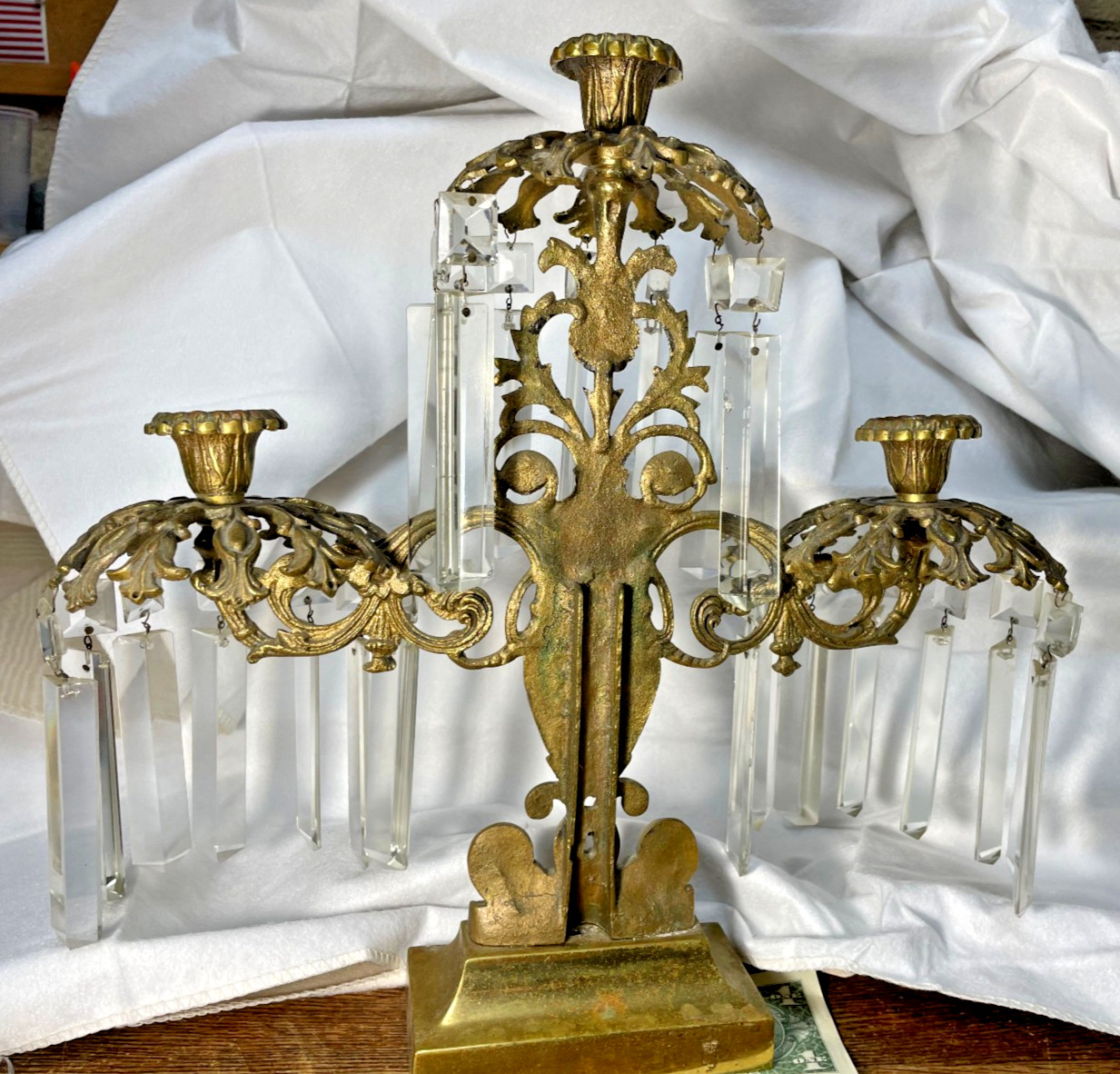 Victorian Candelabra w/ Crystals 14\