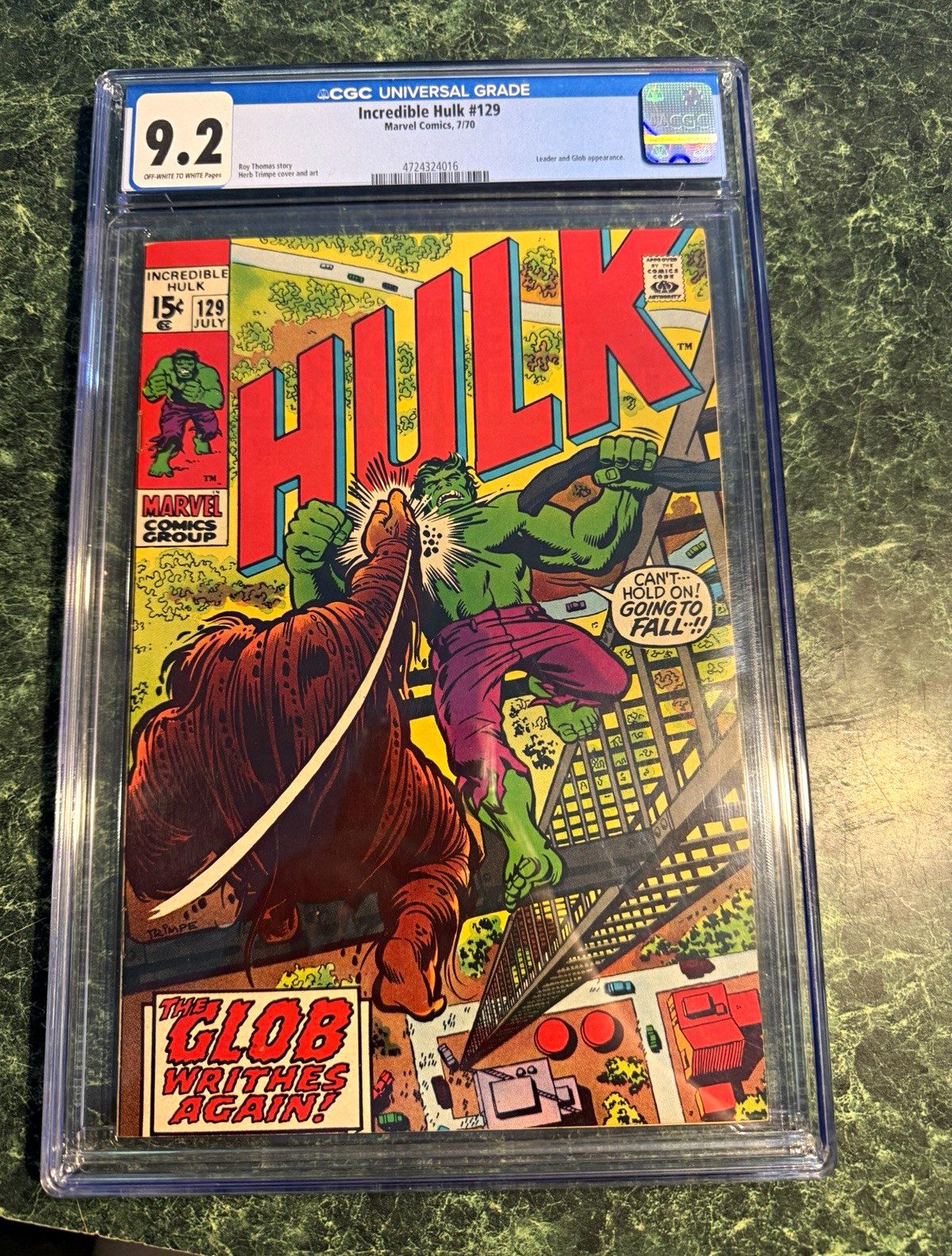 Marvel Comics Incredible Hulk #129 (1970) CGC 9.2 Near Mint- Thomas/Trimpe