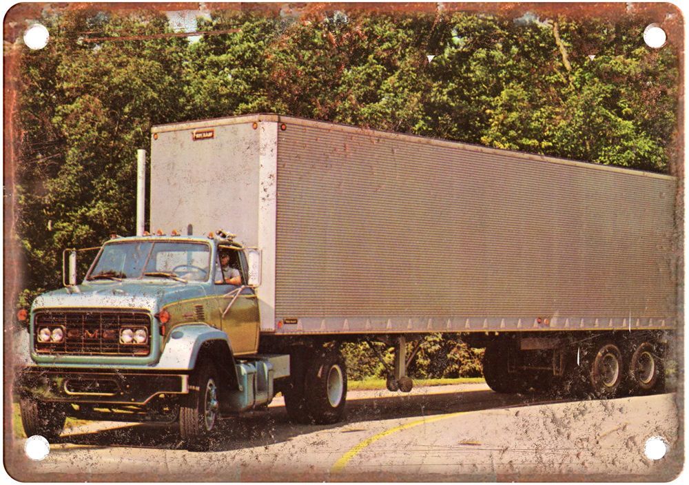 Vintage Auto Ad 1969 GMC MH9500 TractorTrailer Reproduction Metal Sign A2384 Vintage Auto Ad 1969 GMC MH9500 TractorTrailer Reproduction Metal Sign A2384