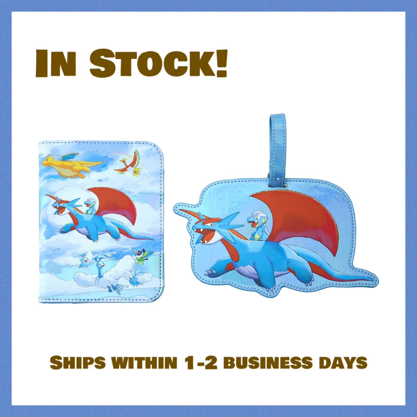 Pokemon Center Soaring Dreams Flygon Trapinch Dragonite Passport Case & Tag New