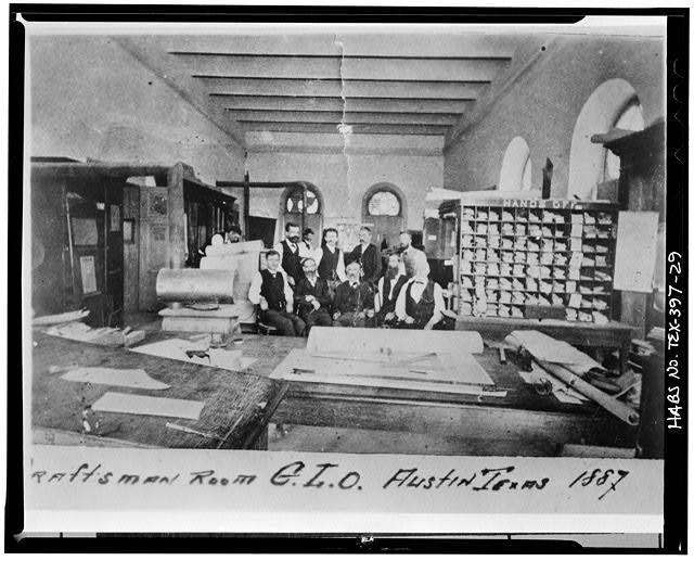 Photo:Austin Texas 1887 G.T.O. Craftsman Room Men Interior Photocopy Photo