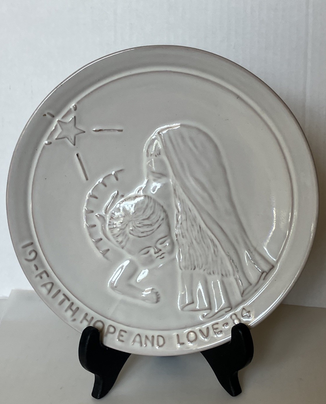 Vintage Frankoma Christmas Plate Faith Hope And Love 1984 Hangable Signed Vintage Frankoma Christmas Plate Faith Hope And Love 1984 Hangable Signed