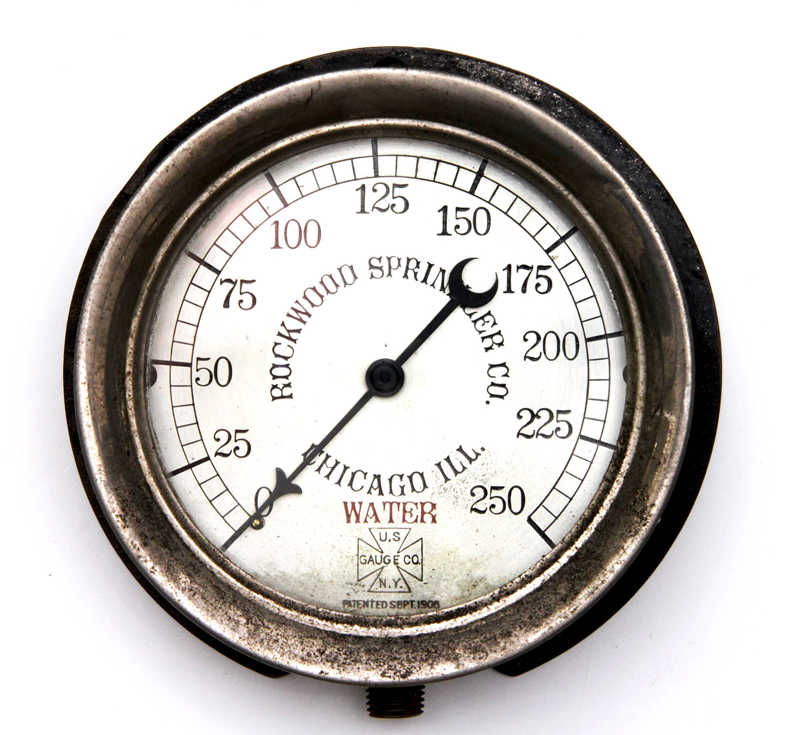 Vintage Rockwood Sprinkler Co Chicago Ill. US Gauge Co NY Water Gauge Pat 1906 Vintage Rockwood Sprinkler Co Chicago Ill. US Gauge Co NY Water Gauge Pat 1906