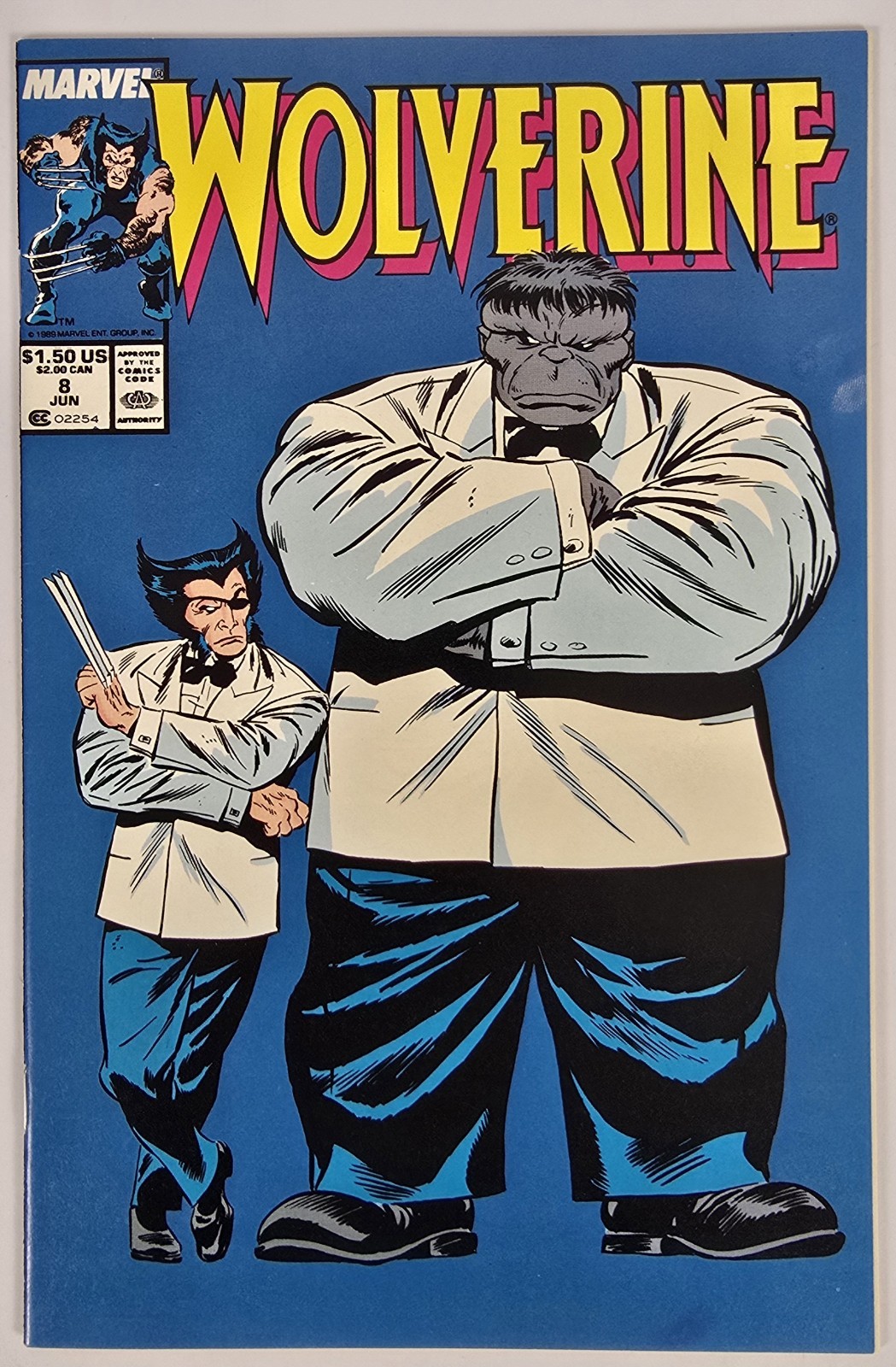 Vintage Marvel Comics Wolverine #8 (1989), Iconic Gray Hulk / Joe Fixit Cover